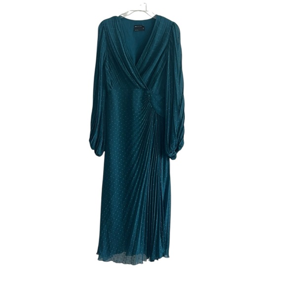 ASOS DESIGN Teal Pleated Textured Chiffon Maxi Dress Size 6 - Picture 5 of 15